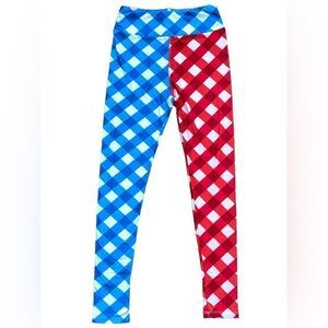 LuLaRoe One Size Leggings • All-American Summer • Red White Blue Checkered • NWT